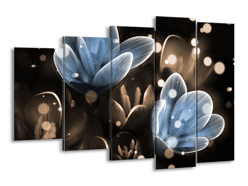 Canvas schilderij Bloem | Blauw, Grijs | 150x100cm 5Luik