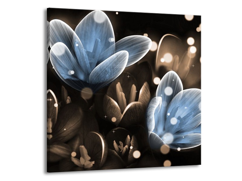 Glas schilderij Bloem | Blauw, Grijs | 50x50cm 1Luik