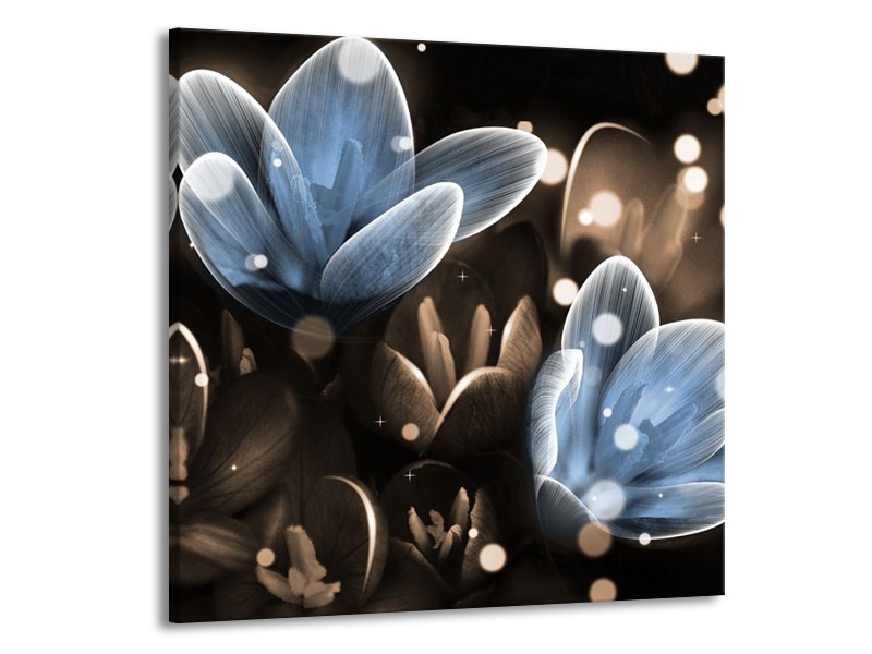 Canvas schilderij Bloem | Blauw, Grijs | 50x50cm 1Luik