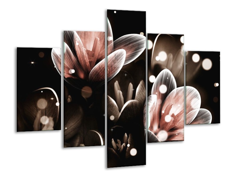 Canvas schilderij Bloem | Rood, Grijs | 100x70cm 5Luik