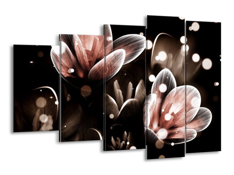 Canvas schilderij Bloem | Rood, Grijs | 150x100cm 5Luik
