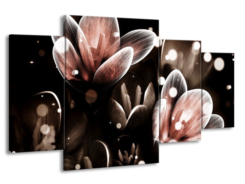 Canvas schilderij Bloem | Rood, Grijs | 160x90cm 4Luik
