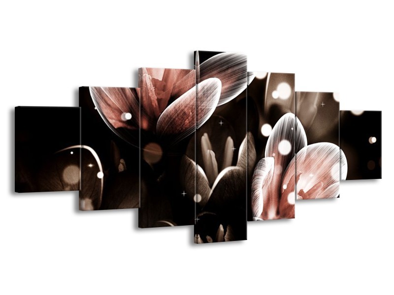 Canvas schilderij Bloem | Rood, Grijs | 210x100cm 7Luik