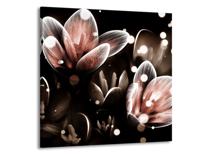 Canvas schilderij Bloem | Rood, Grijs | 50x50cm 1Luik