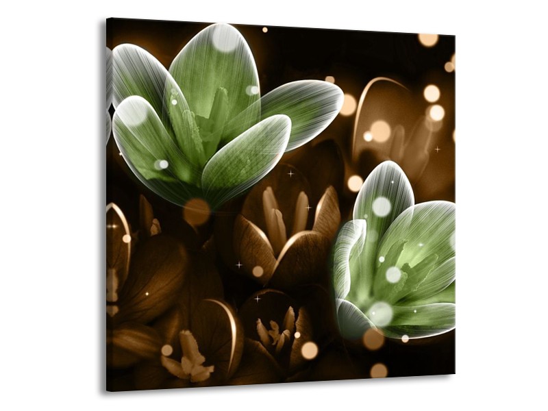 Canvas schilderij Bloem | Groen, Bruin | 50x50cm 1Luik