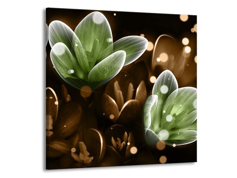 Canvas schilderij Bloem | Groen, Bruin | 70x70cm 1Luik