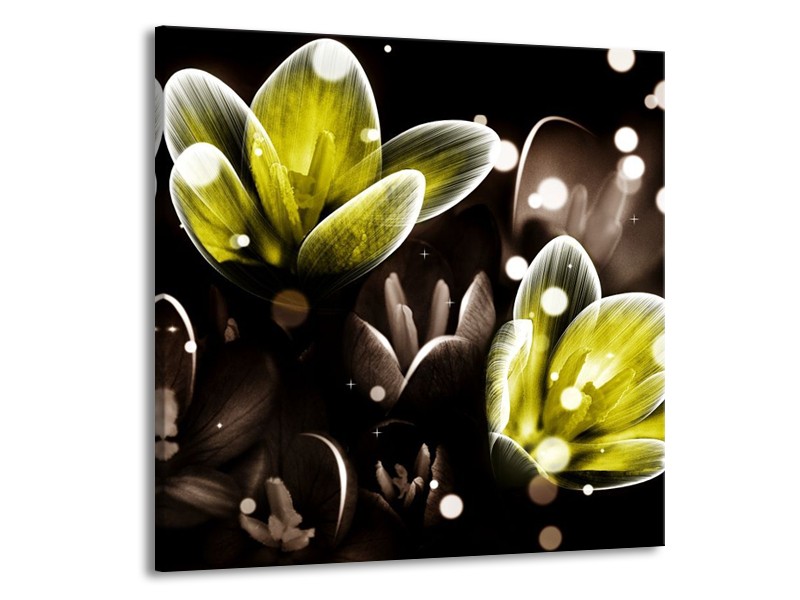 Canvas schilderij Bloem | Geel, Grijs | 70x70cm 1Luik