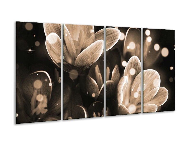 Canvas schilderij Bloem | Grijs, Zwart | 160x80cm 4Luik
