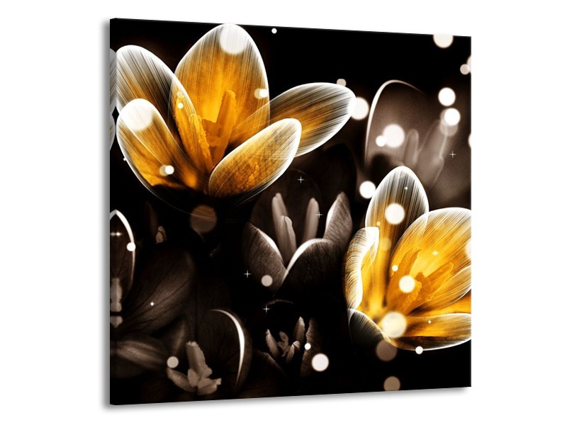 Canvas schilderij Bloem | Geel, Zwart | 50x50cm 1Luik