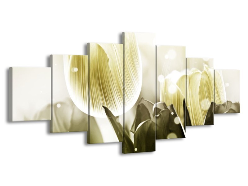 Canvas schilderij Tulp | Wit, Grijs | 210x100cm 7Luik