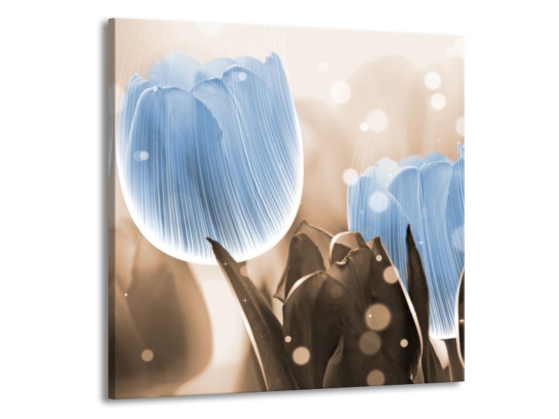 Canvas schilderij Tulp | Blauw, Grijs | 50x50cm 1Luik