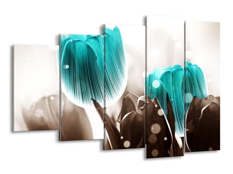 Canvas schilderij Tulp | Blauw, Grijs | 150x100cm 5Luik