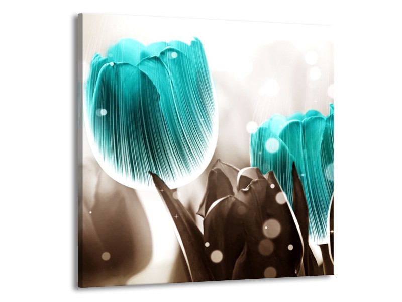 Canvas schilderij Tulp | Blauw, Grijs | 50x50cm 1Luik