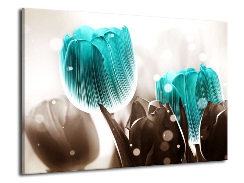 Canvas schilderij Tulp | Blauw, Grijs | 70x50cm 1Luik
