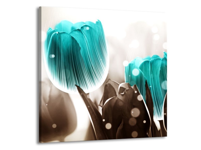 Canvas schilderij Tulp | Blauw, Grijs | 70x70cm 1Luik