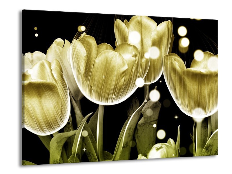 Canvas schilderij Tulp | Goud, Zwart | 100x70cm 1Luik