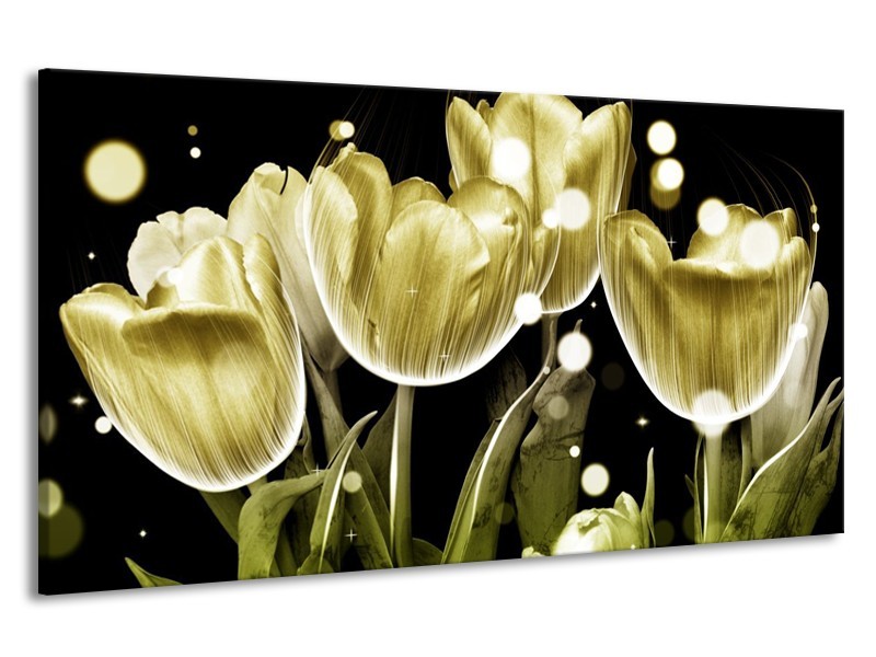 Canvas schilderij Tulp | Goud, Zwart | 190x100cm 1Luik