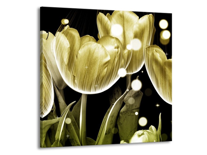 Canvas schilderij Tulp | Goud, Zwart | 50x50cm 1Luik