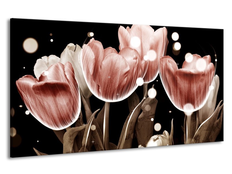 Canvas schilderij Tulp | Bruin, Zwart | 190x100cm 1Luik