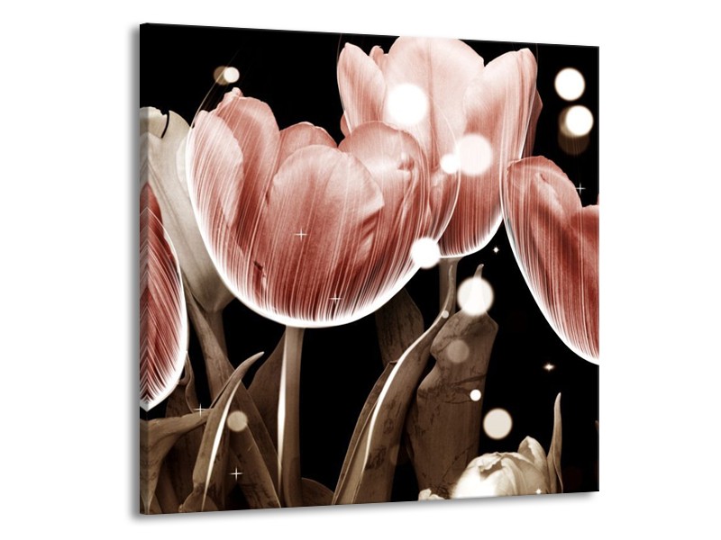 Canvas schilderij Tulp | Bruin, Zwart | 50x50cm 1Luik