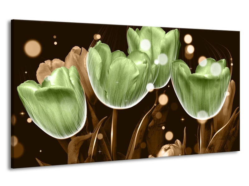 Canvas schilderij Tulp | Groen, Bruin | 190x100cm 1Luik