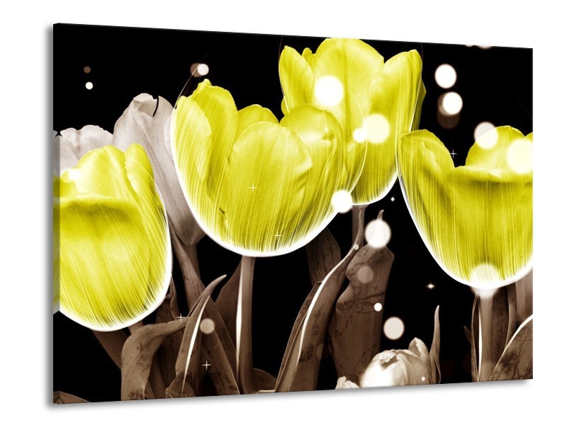 Canvas schilderij Tulp | Geel, Grijs | 100x70cm 1Luik