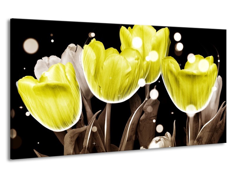 Canvas schilderij Tulp | Geel, Grijs | 190x100cm 1Luik