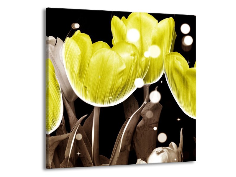 Canvas schilderij Tulp | Geel, Grijs | 70x70cm 1Luik