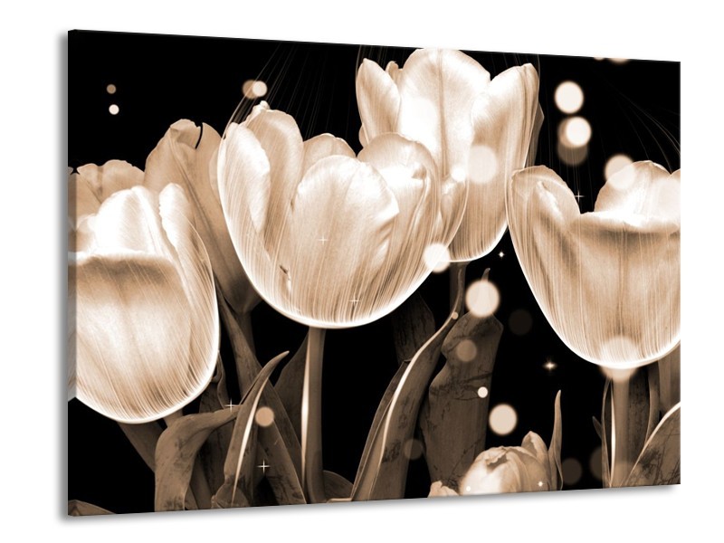 Canvas schilderij Tulp | Wit, Grijs | 100x70cm 1Luik