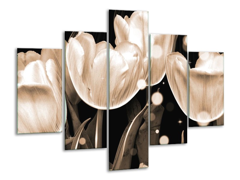 Glas schilderij Tulp | Wit, Grijs | 100x70cm 5Luik