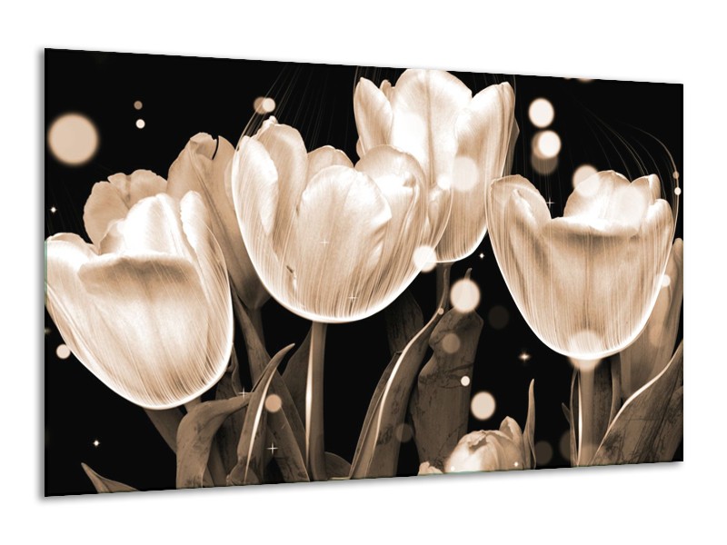 Glas schilderij Tulp | Wit, Grijs | 120x70cm 1Luik