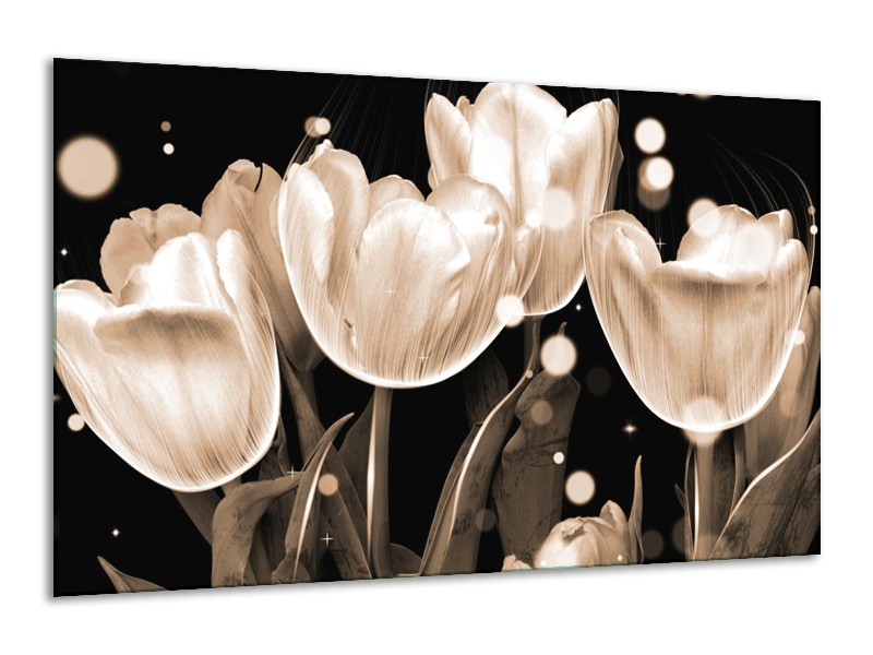 Canvas schilderij Tulp | Wit, Grijs | 120x70cm 1Luik