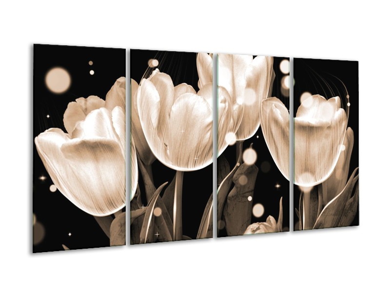 Glas schilderij Tulp | Wit, Grijs | 160x80cm 4Luik