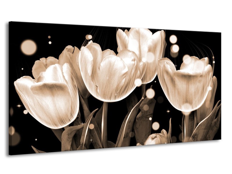 Canvas schilderij Tulp | Wit, Grijs | 170x90cm 1Luik