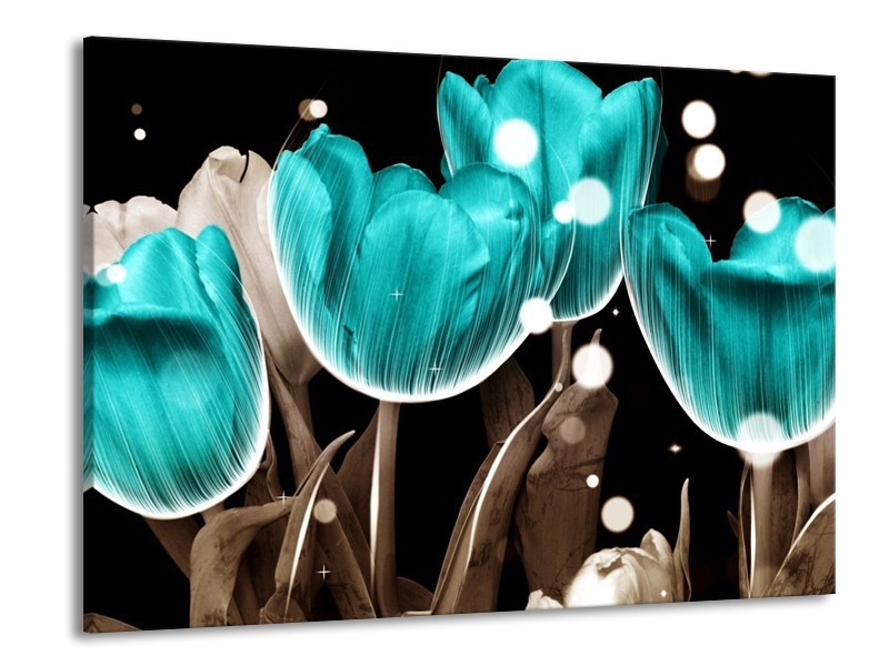 Canvas schilderij Tulp | Blauw, Grijs | 100x70cm 1Luik