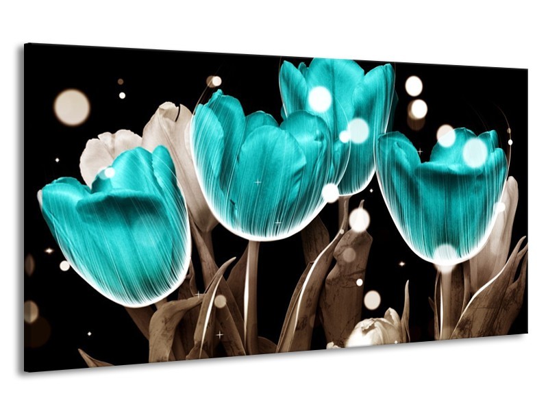Canvas schilderij Tulp | Blauw, Grijs | 190x100cm 1Luik