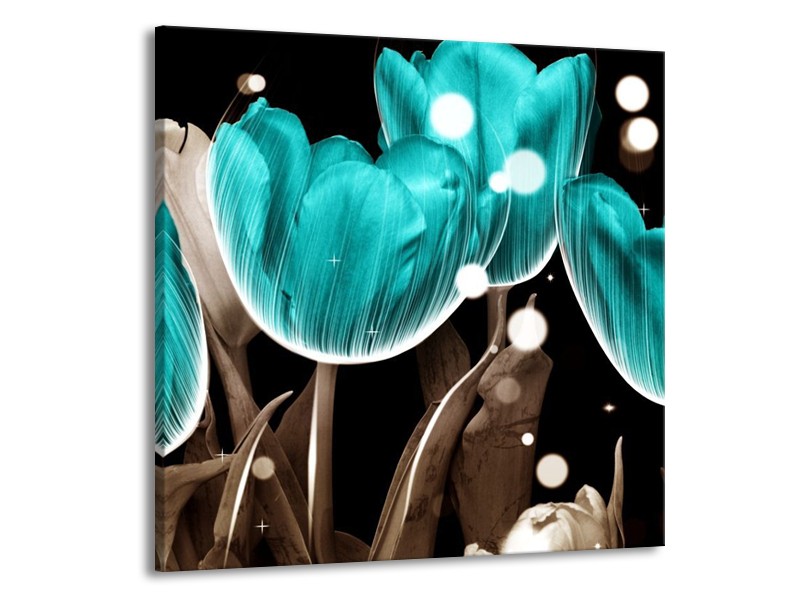 Canvas schilderij Tulp | Blauw, Grijs | 50x50cm 1Luik