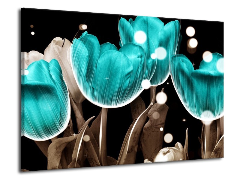 Canvas schilderij Tulp | Blauw, Grijs | 70x50cm 1Luik