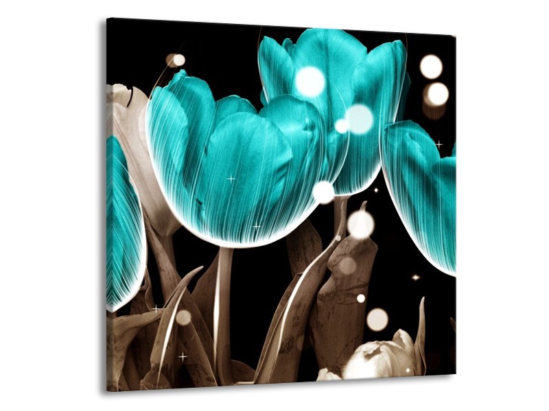 Canvas schilderij Tulp | Blauw, Grijs | 70x70cm 1Luik