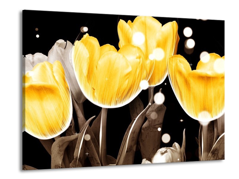 Canvas schilderij Tulp | Geel, Grijs | 100x70cm 1Luik
