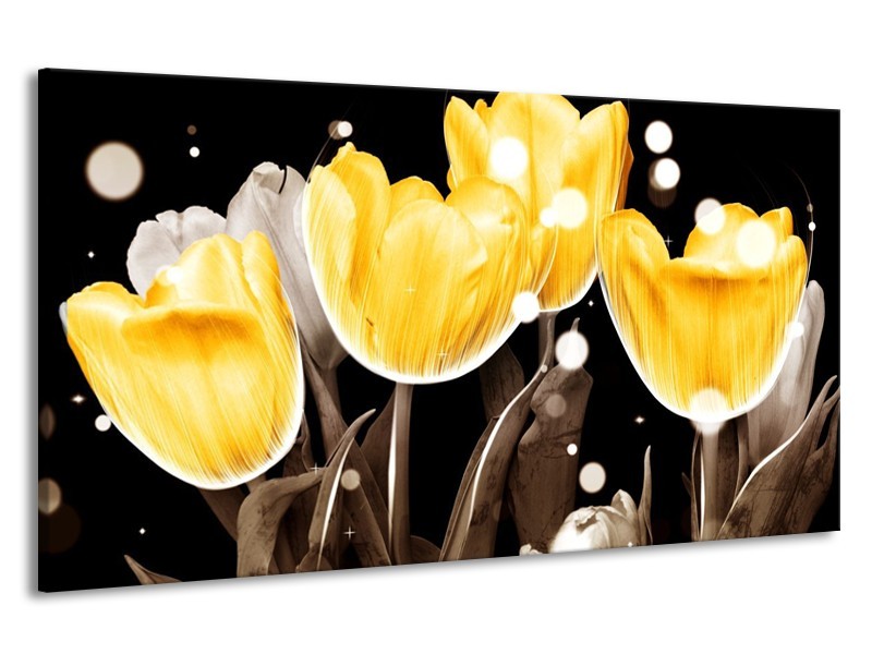 Canvas schilderij Tulp | Geel, Grijs | 190x100cm 1Luik