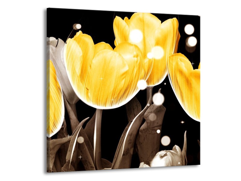 Canvas schilderij Tulp | Geel, Grijs | 70x70cm 1Luik