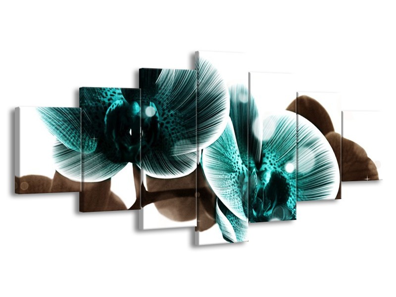 Canvas schilderij Orchidee | Groen, Wit | 210x100cm 7Luik