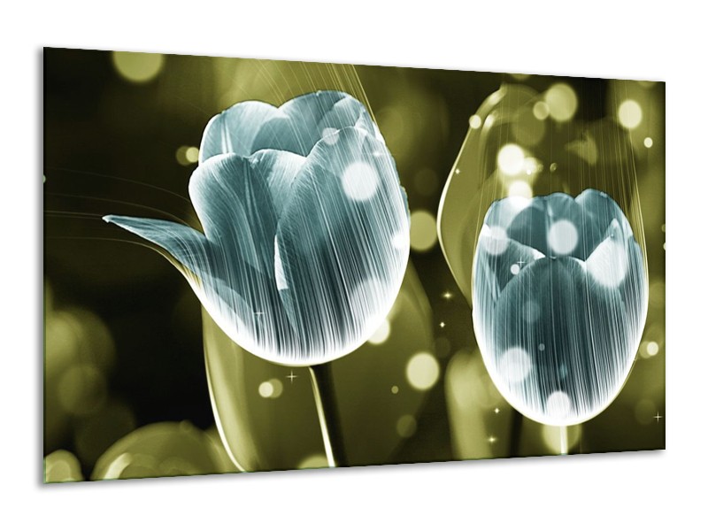 Canvas schilderij Tulp | Blauw, Groen | 120x70cm 1Luik