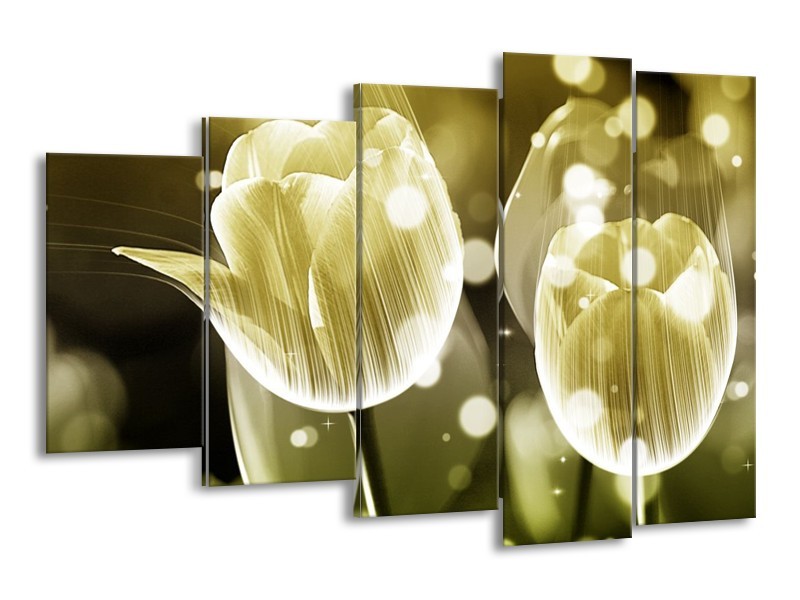 Canvas schilderij Tulp | Wit, Grijs | 150x100cm 5Luik