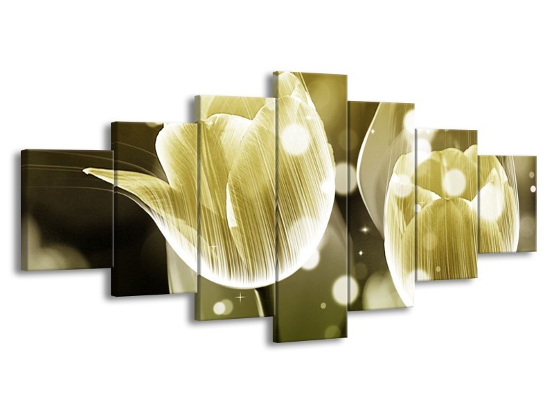 Canvas schilderij Tulp | Wit, Grijs | 210x100cm 7Luik