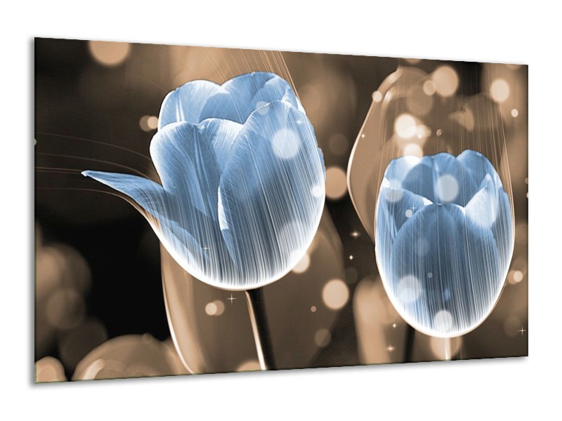 Canvas schilderij Tulp | Blauw, Grijs | 120x70cm 1Luik