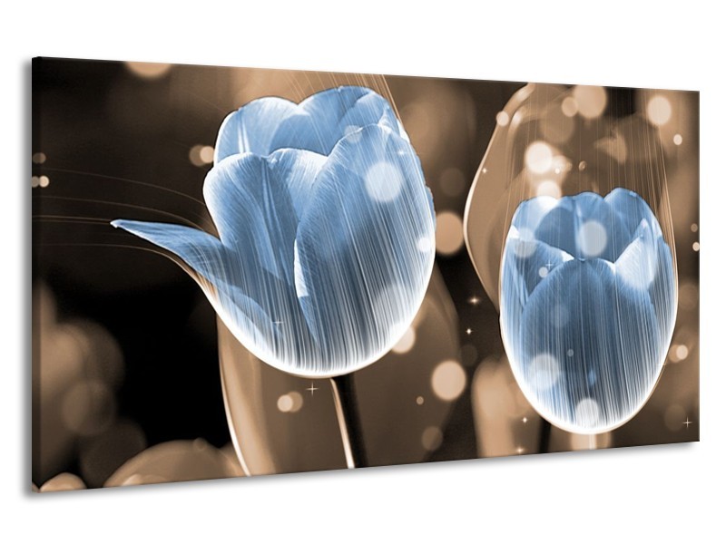 Canvas schilderij Tulp | Blauw, Grijs | 190x100cm 1Luik