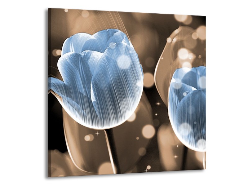 Canvas schilderij Tulp | Blauw, Grijs | 50x50cm 1Luik