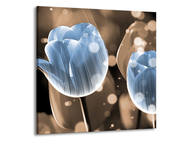 Canvas schilderij Tulp | Blauw, Grijs | 70x70cm 1Luik
